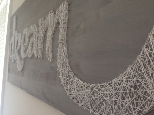 dream board diy wall art white washed wood nails embroidery floss template traced detail work