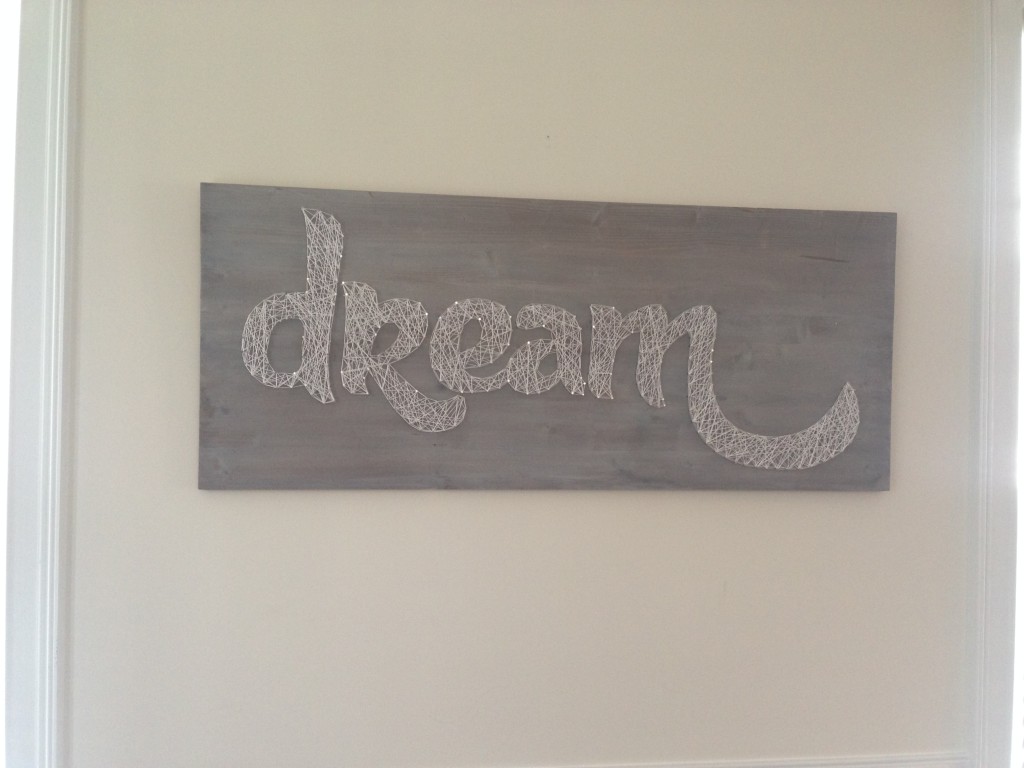 dream board diy wall art white washed wood nails embroidery floss template printout traced